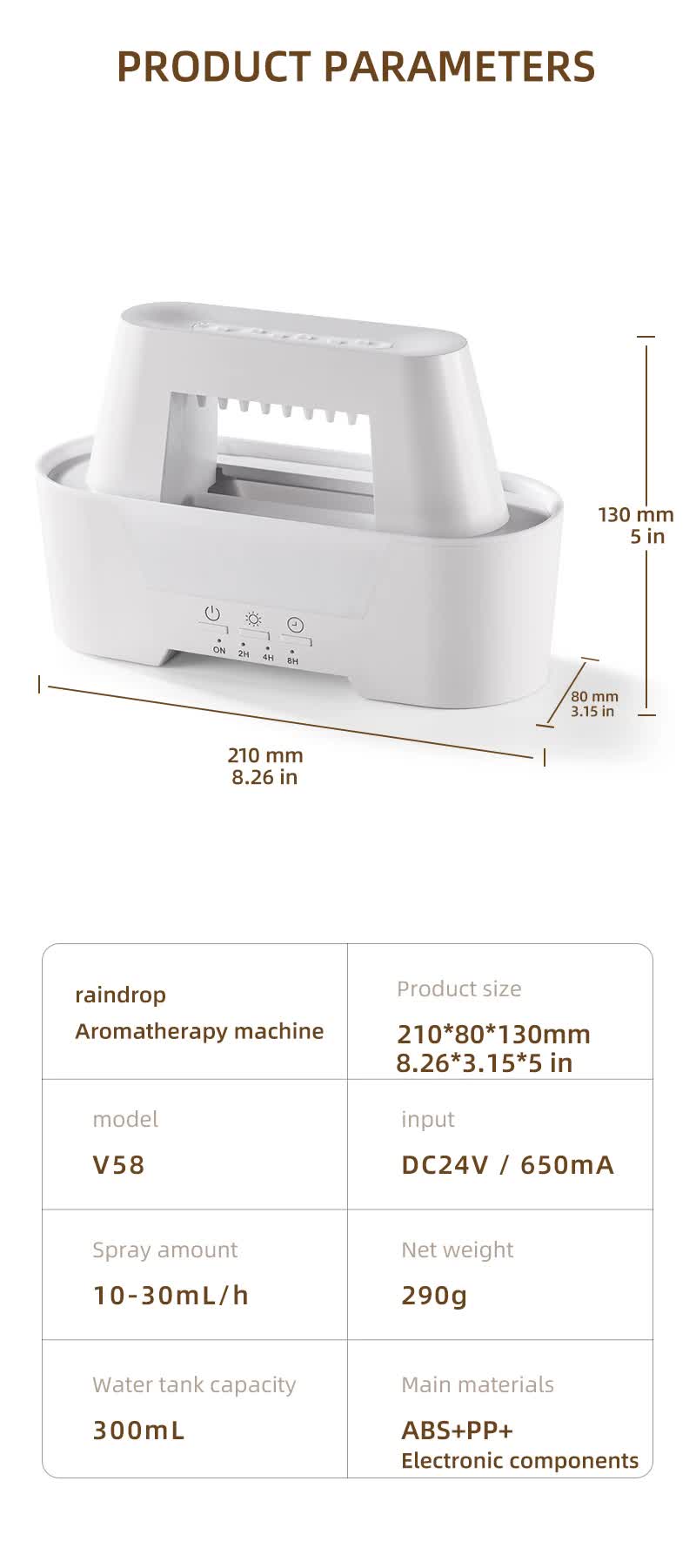 White 300ml Ultrasonic Premium Aromatherapy Diffuser with Cracked Light Design - Cool Mist Humidifier for Home and Office