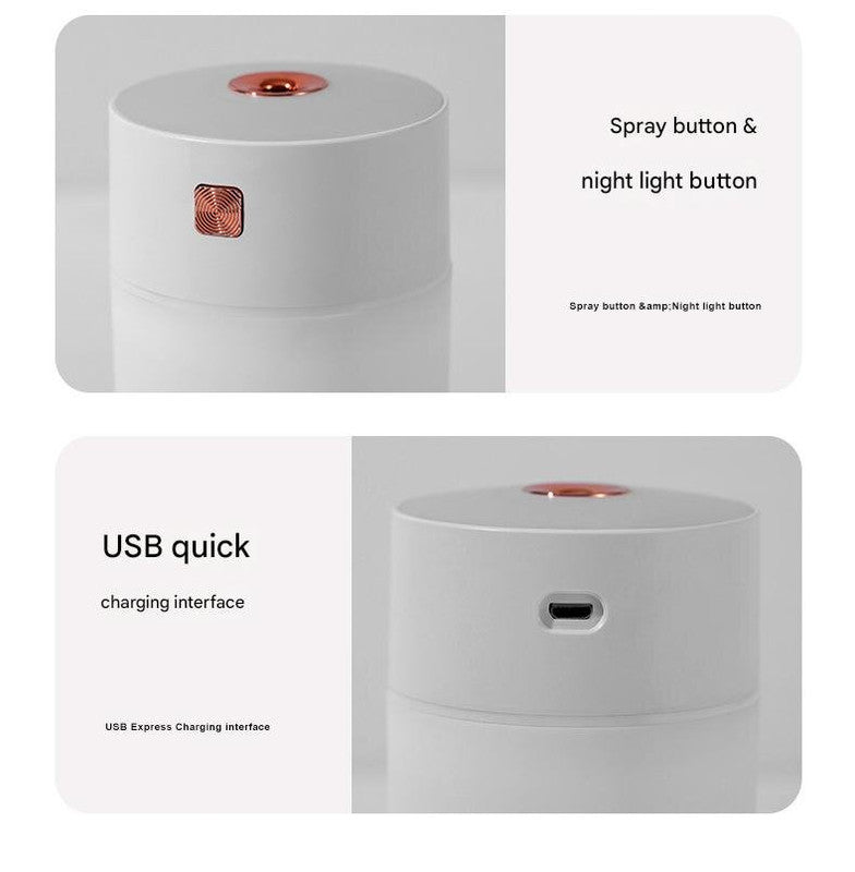 White 300ml USB Air Ultrasonic Wellness Humidifier - Quiet Mini Ultrasonic Wellness Humidifier for Bedroom, Office, Car