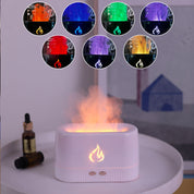 White 3D Simulation Flame Premium Aromatherapy Diffuser & Humidifier - Ultrasonic Desktop Mister with 7-Color LED Light and Automatic Scent Spray (200ML)