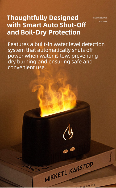 White 3D Simulation Flame Premium Aromatherapy Diffuser & Humidifier - Ultrasonic Desktop Mister with 7-Color LED Light and Automatic Scent Spray (200ML)