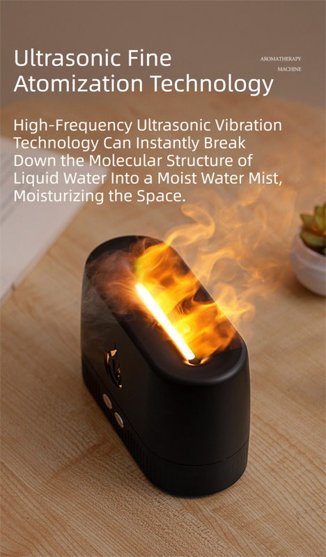 White 3D Simulation Flame Premium Aromatherapy Diffuser & Humidifier - Ultrasonic Desktop Mister with 7-Color LED Light and Automatic Scent Spray (200ML)