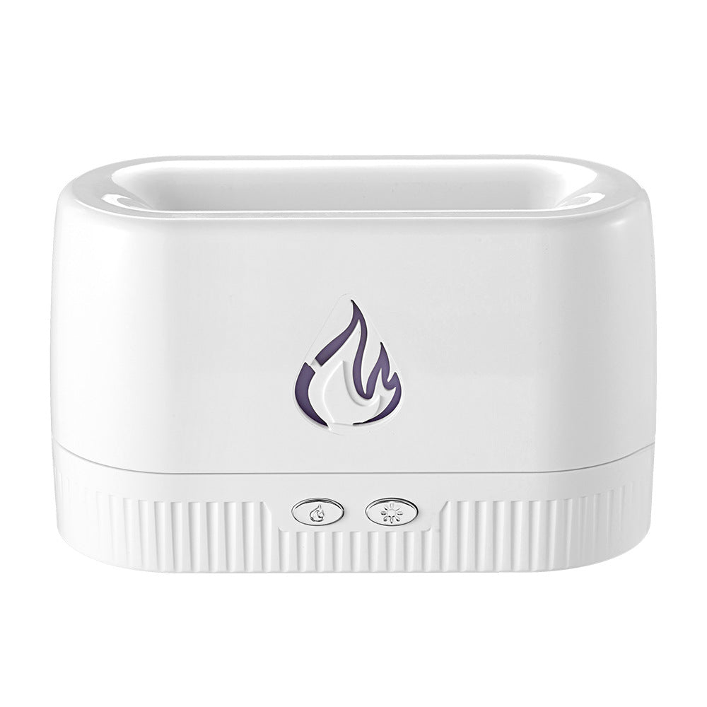 White 3D Simulation Flame Premium Aromatherapy Diffuser & Humidifier - Ultrasonic Desktop Mister with 7-Color LED Light and Automatic Scent Spray (200ML)