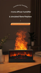 White casing 3D Flame Effect Aroma Diffuser and Humidifier - Desktop Fireplace Design with Realistic LED Fire, 7-Color Mood Lighting, and Silent Ultrasonic Mist - Ideal for Bedroom, Living Room, Office, and Yoga Spaces - Includes Timer and Auto Shut-Off