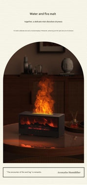 White casing 3D Flame Effect Aroma Diffuser and Humidifier - Desktop Fireplace Design with Realistic LED Fire, 7-Color Mood Lighting, and Silent Ultrasonic Mist - Ideal for Bedroom, Living Room, Office, and Yoga Spaces - Includes Timer and Auto Shut-Off