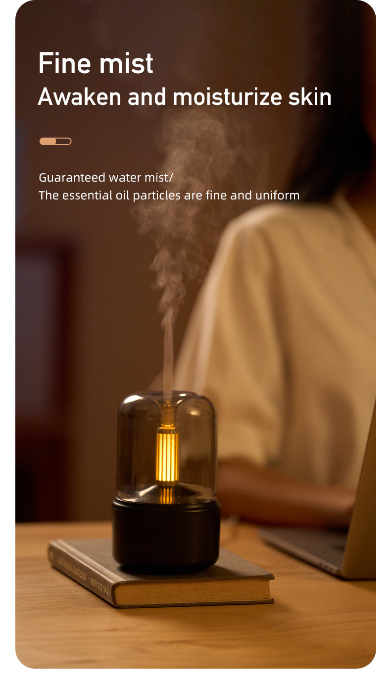 White Creative Candleligh Premium Aromatherapy Diffuser USB Desktop Ambient Candle Lamp Humidifier
