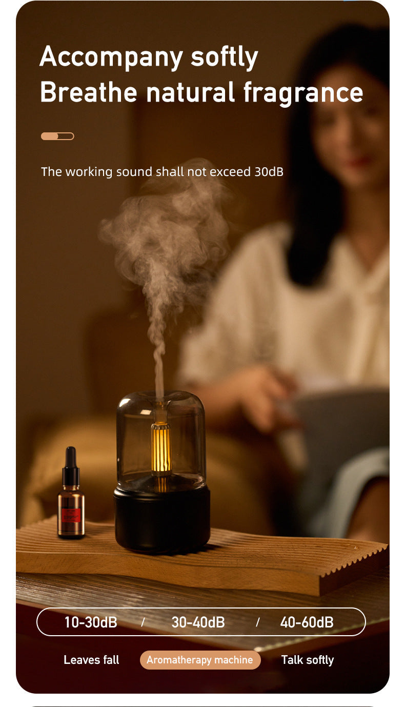 White Creative Candleligh Premium Aromatherapy Diffuser USB Desktop Ambient Candle Lamp Humidifier