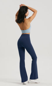 White High-Waisted Lycra Premium Yoga Bell-Bottom Pants for Women - Tummy Control & Butt Lifting