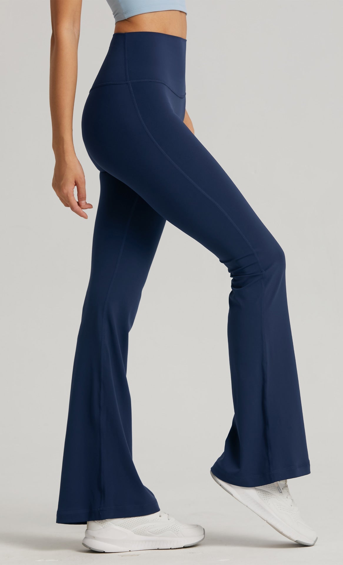 White High-Waisted Lycra Premium Yoga Bell-Bottom Pants for Women - Tummy Control & Butt Lifting