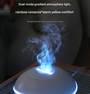 White Mini USB Aromatherapy Diffuser with Flame Projection - Portable Humidifier for Home and Car Use