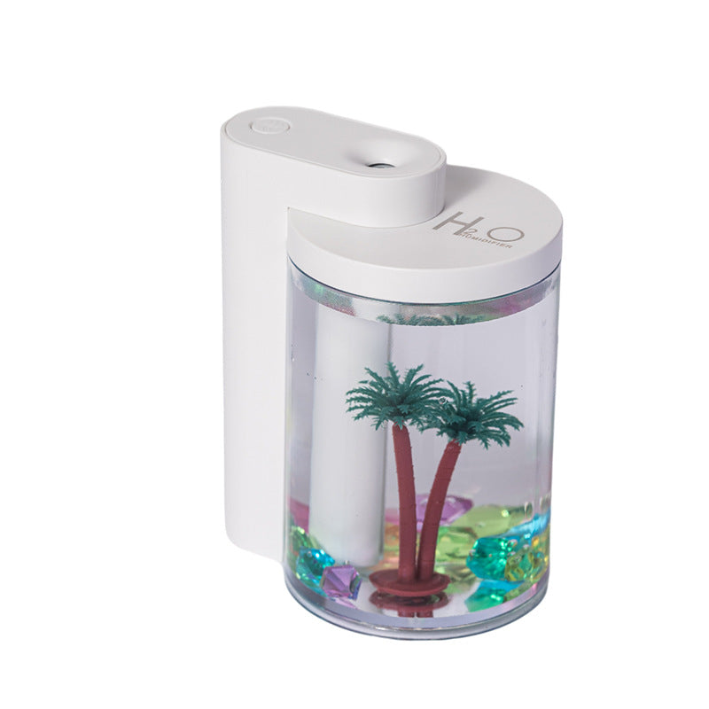 White Mini USB Micro Landscape Ultrasonic Wellness Humidifier - 260ml Cool Mist Maker with LED Light