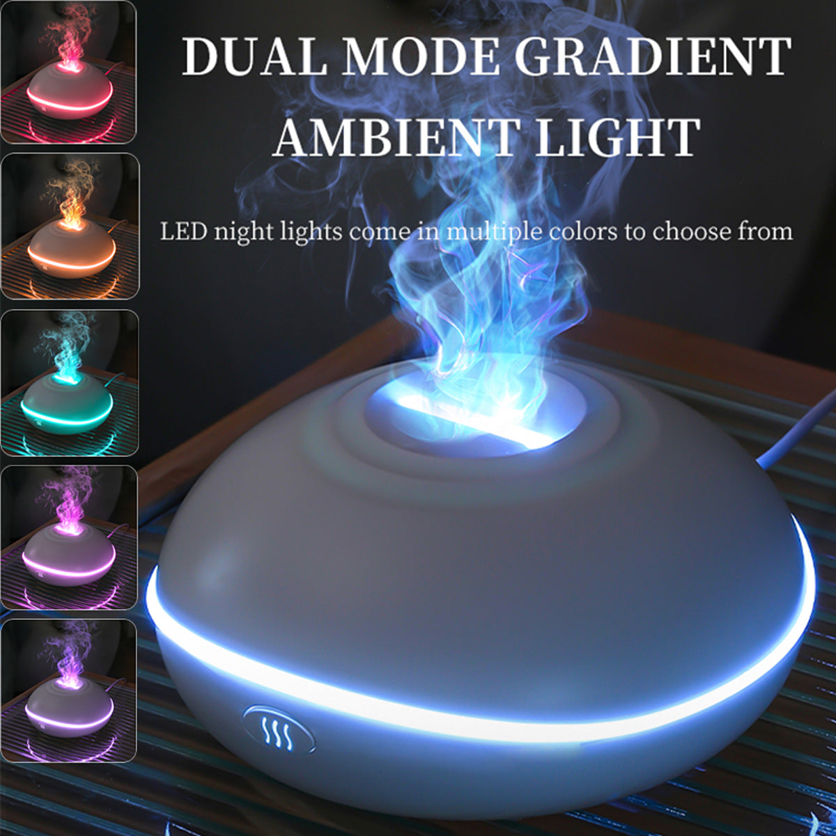 White Mini USB Premium Aromatherapy Diffuser with Flame Projection - Portable Humidifier for Home and Car Use