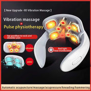 White Portable Electric Neck Therapeutic Massager - Intelligent Pulse Therapy with Heat and 4 Massage Heads