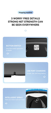 White Smart Robotic Floor Mop with Humidifier Spray - Ultra-Slim Automatic Wet & Dry Floor Cleaner