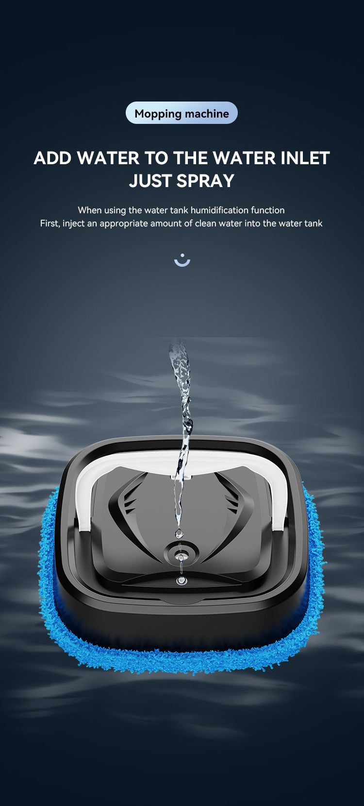 White Smart Robotic Floor Mop with Ultrasonic Wellness Humidifier Spray - Ultra-Slim Automatic Wet & Dry Floor Cleaner