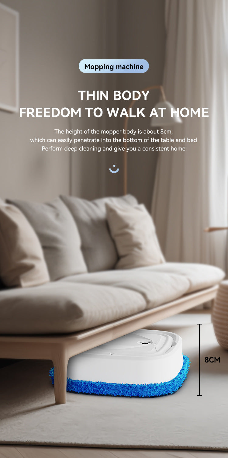White Smart Robotic Floor Mop with Ultrasonic Wellness Humidifier Spray - Ultra-Slim Automatic Wet & Dry Floor Cleaner