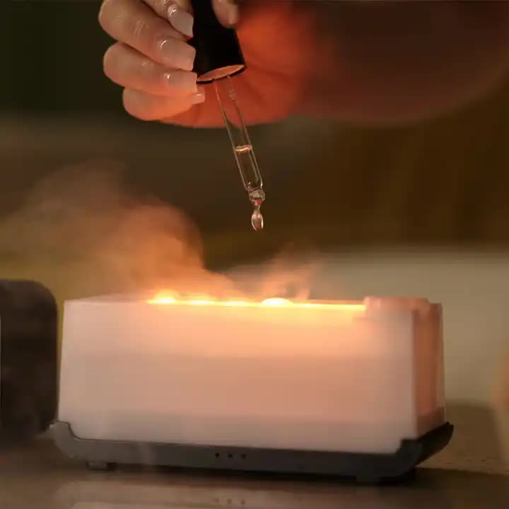 White Timing Simulation Premium Aromatherapy Diffuser Usb Household Flame Humidifier Aromatherapy Machine Spray Air Flame Humidifier Diffuser