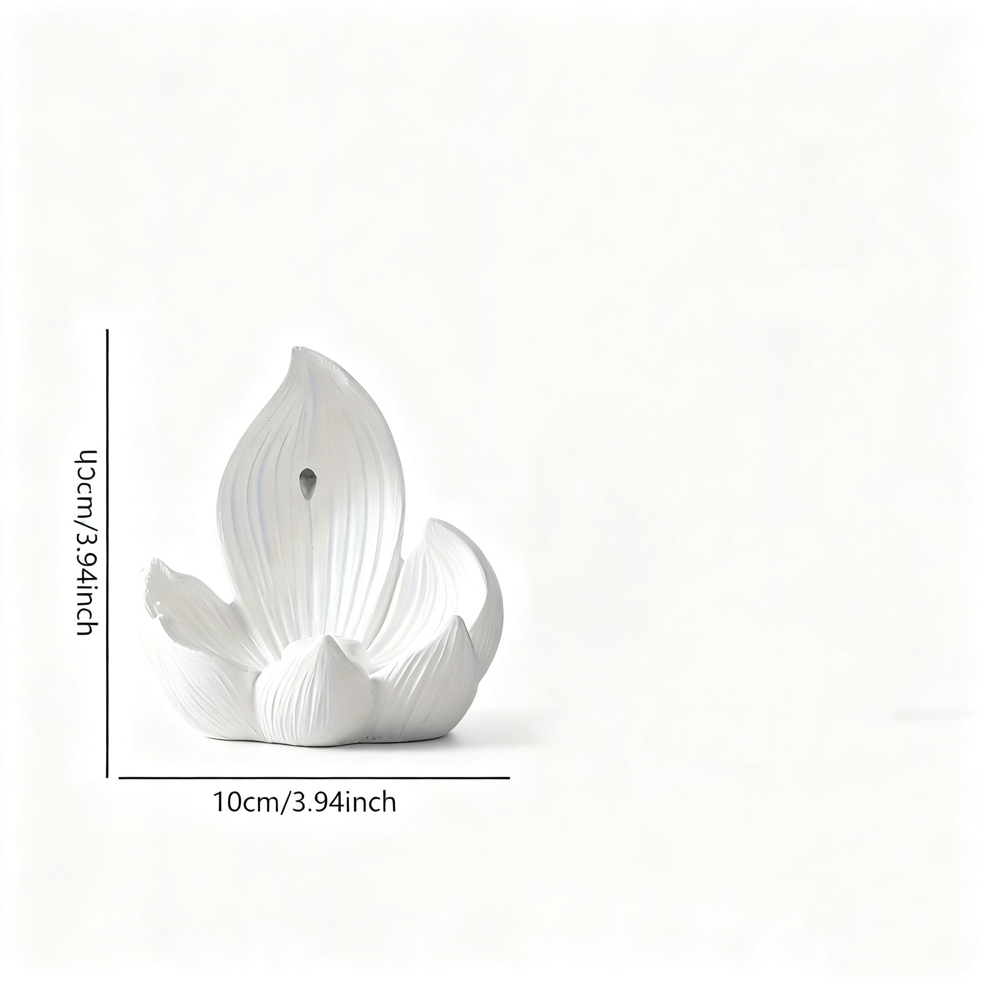 White Zen Lotus Waterfall Backflow Aroma Diffuser - Premium Elegant Resin Craft for Meditation & Yoga, 10cm Compact Design