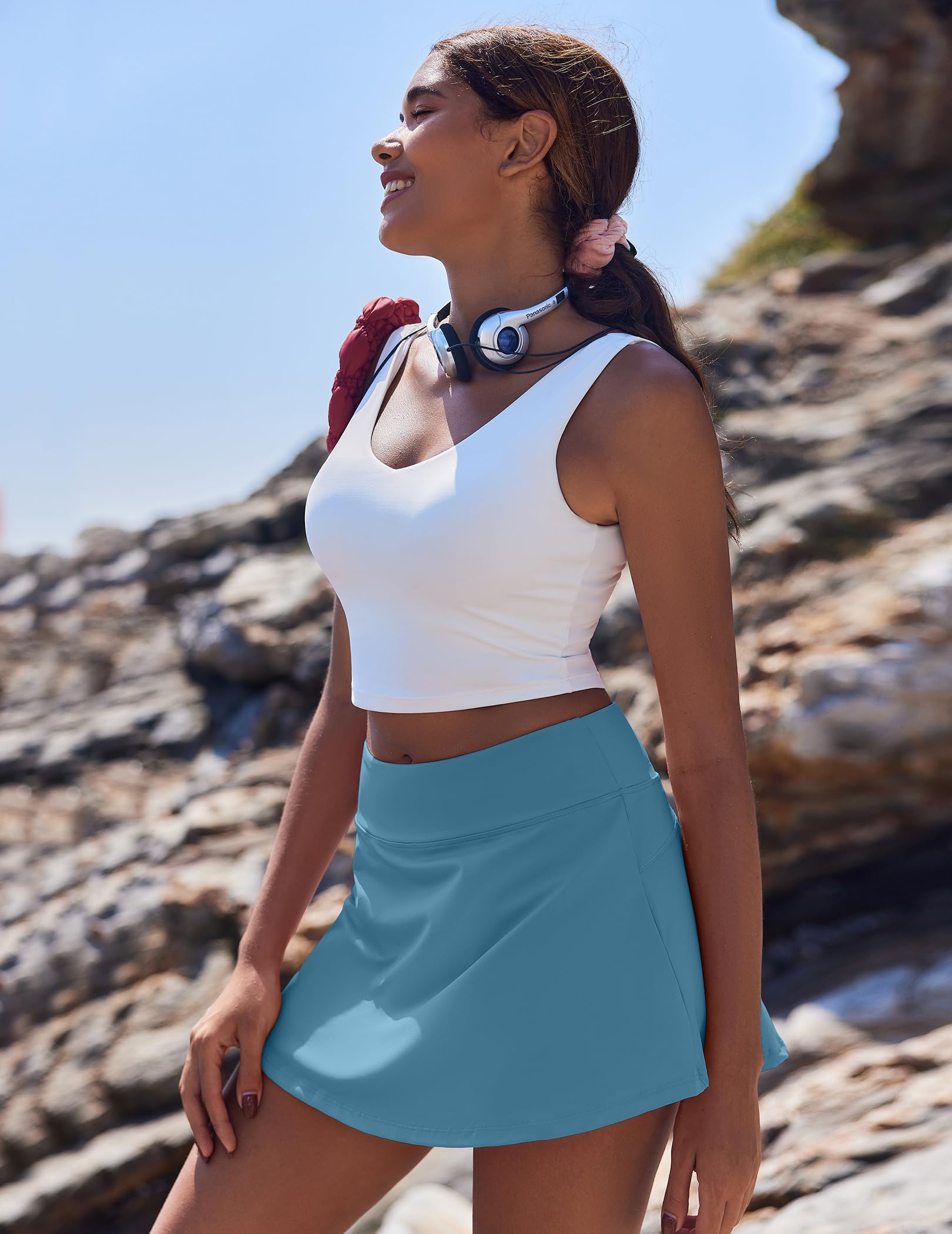 Women's Tennis Skirt with Pockets & Built-in Shorts – High-Waisted Golf Running Skort for Active Lifestyle, Sporty Fitness Wear blue,XXL)