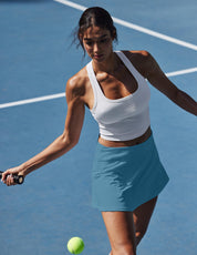 Women's Tennis Skirt with Pockets & Built-in Shorts – High-Waisted Golf Running Skort for Active Lifestyle, Sporty Fitness Wear (blue,M)