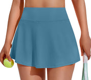 Women's Tennis Skirt with Pockets & Built-in Shorts – High-Waisted Golf Running Skort for Active Lifestyle, Sporty Fitness Wear (blue,M)