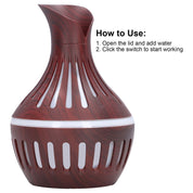Wood Grain Humidifier USB Small Vase Night Light Mute Humidification Aromatherapy Machine 300ml