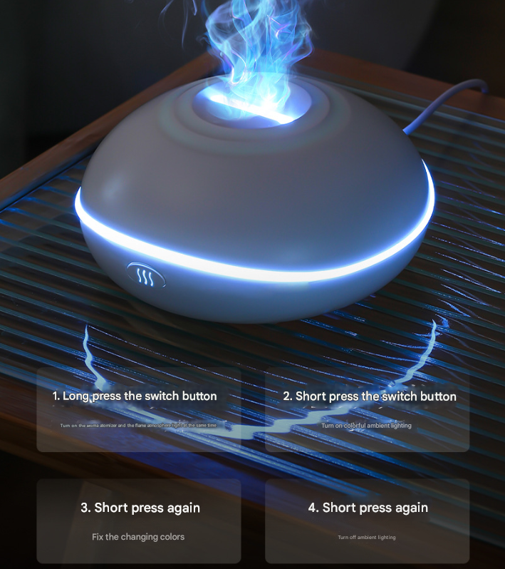 Wood grain Mini USB Premium Aromatherapy Diffuser with Flame Projection - Portable Humidifier for Home and Car Use