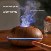 Wood grain Mini USB Premium Aromatherapy Diffuser with Flame Projection - Portable Humidifier for Home and Car Use