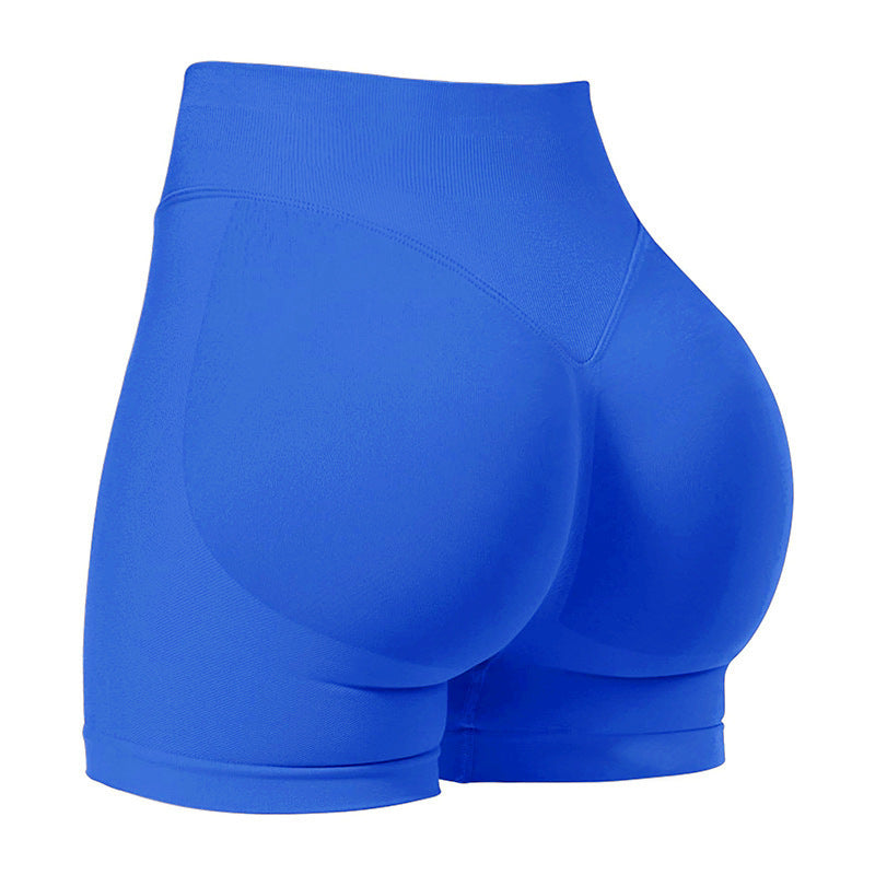 XL Electric Blue High-Elastic Hip Premium Yoga Shorts - Seamless Mid-Intensity Pilates Workout Shorts