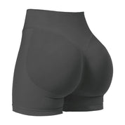 XL Grey High-Elastic Hip Premium Yoga Shorts - Seamless Mid-Intensity Pilates Workout Shorts