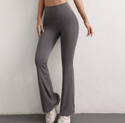 XL Grey High Waist Flare Premium Yoga Pants - Women's Bootcut Leggings - Peach Lift, Quick Dry, Workout & Fitness Pants