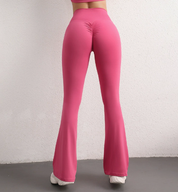 XL Pink High Waist Flare Premium Yoga Pants - Women's Bootcut Leggings - Peach Lift, Quick Dry, Workout & Fitness Pants