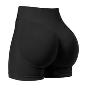 XXL Black High-Elastic Hip Premium Yoga Shorts - Seamless Mid-Intensity Pilates Workout Shorts