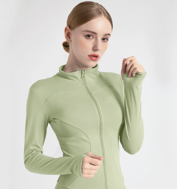 XXL Green High-Stretch Slim Fit Premium Yoga Jacket - Full Zip Workout Sports Jacket for Women