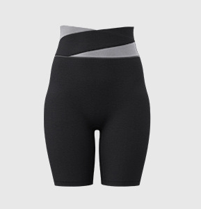 XXXL Black Color-Block High-Waist Premium Yoga Shorts - Seamless Scrunch Butt Anti-Chafing Workout Shorts