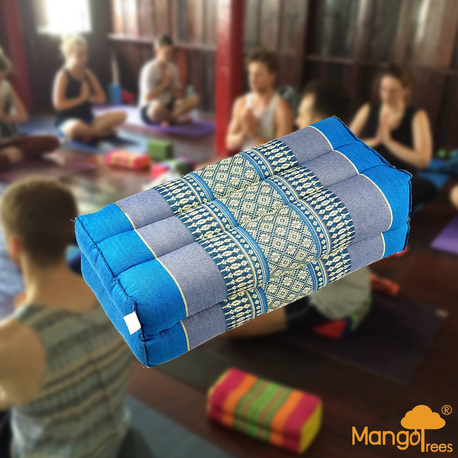 blue meditation block cushion