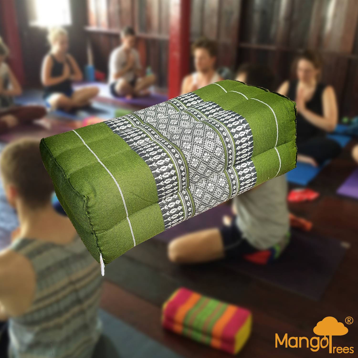 green meditation block cushion