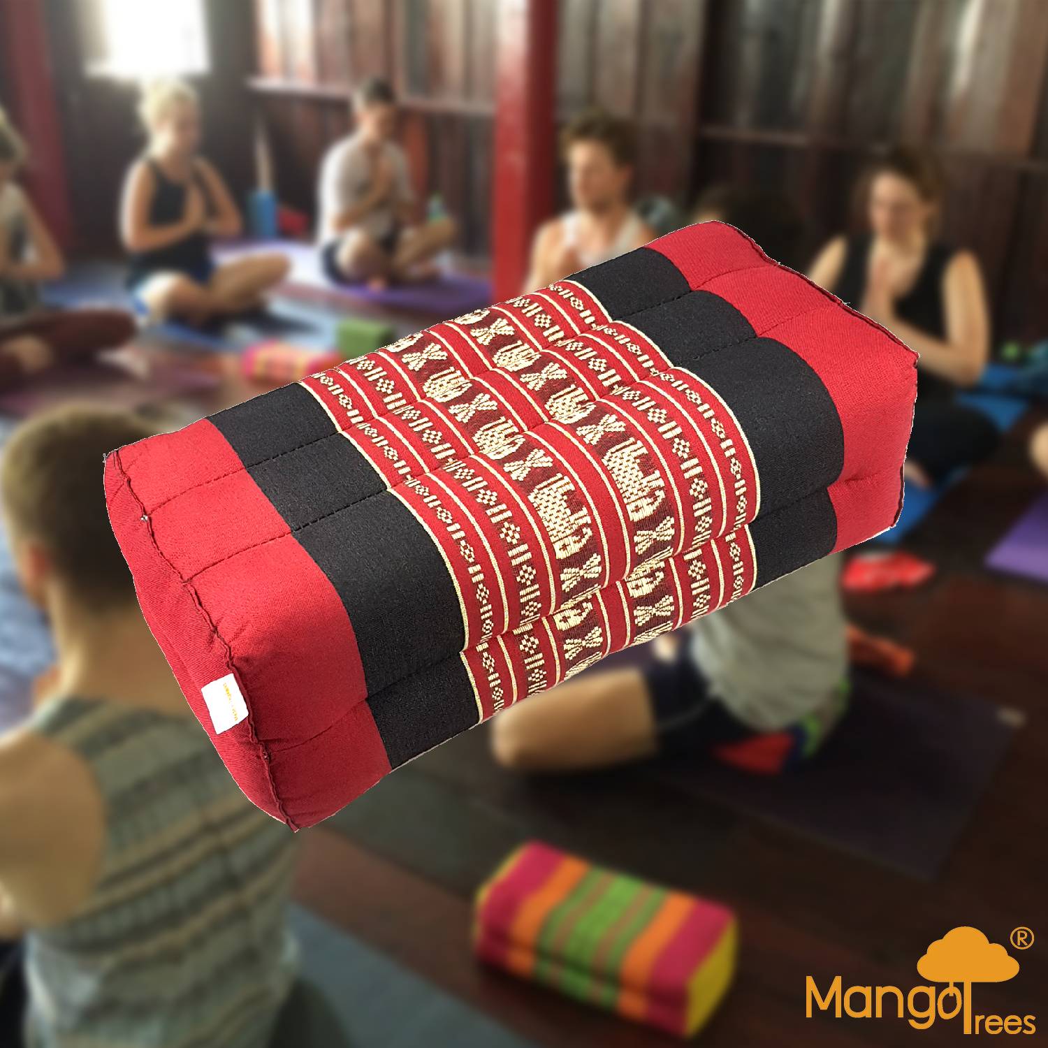 red and black meditation block cushion