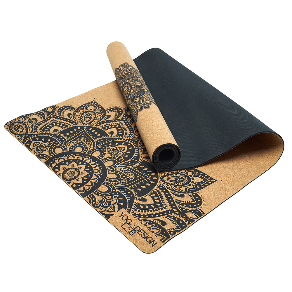 Yoga Design Lab Cork Yoga Mat 1.5mm Mandala Black - Sports & Fitness > Exercise Gym & Fitness > Yoga & Pilates