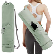 Yoga Mat Bag with Water Bottle Pocket and Bottom Wet Pocket, Exercise Yoga Mat Carrier Multi-Functional Storage Bag,（green）
