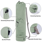 Yoga Mat Bag with Water Bottle Pocket and Bottom Wet Pocket, Exercise Yoga Mat Carrier Multi-Functional Storage Bag,（green）