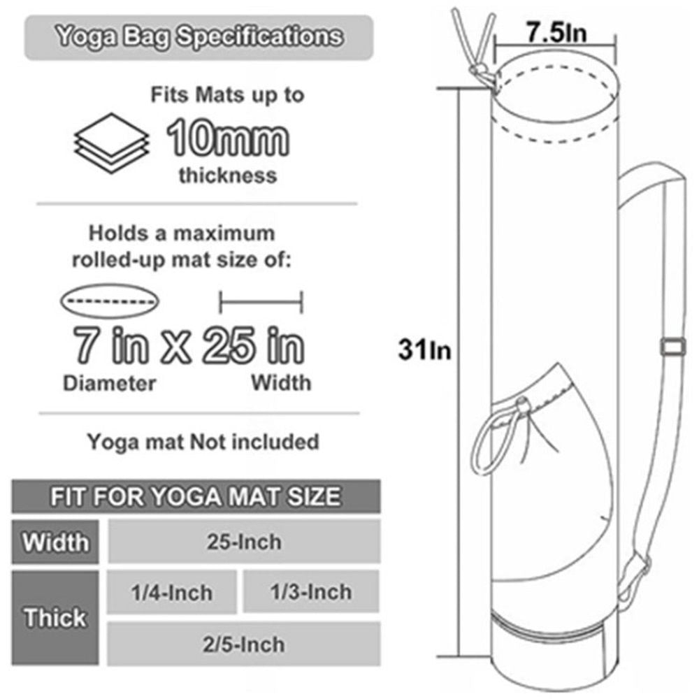 Yoga Mat Bag with Water Bottle Pocket and Bottom Wet Pocket, Exercise Yoga Mat Carrier Multi-Functional Storage Bag,（green）