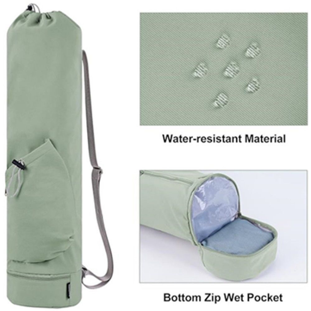 Yoga Mat Bag with Water Bottle Pocket and Bottom Wet Pocket, Exercise Yoga Mat Carrier Multi-Functional Storage Bag,（green）
