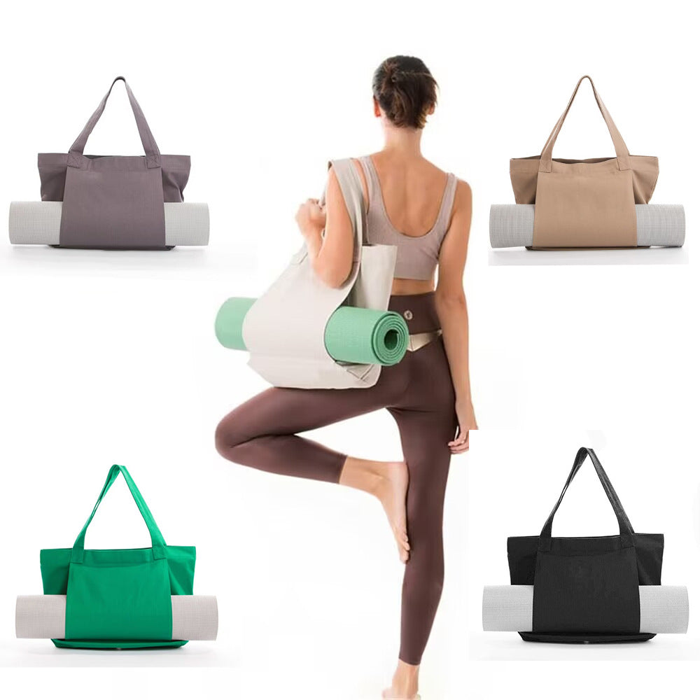 Yoga Mat Tote Bag - Durable Canvas Shoulder Bag for Outdoor Workouts & Travel(Black)