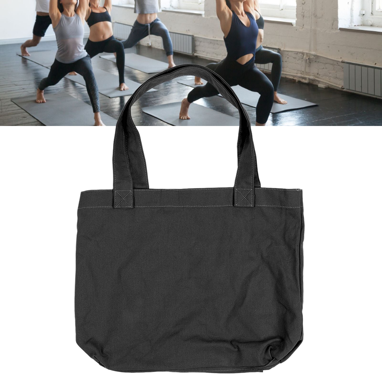 Yoga Tote Bag Large Capacity Portable Yoga Mat Carrier for Office Workout Travel Beach Gym Black