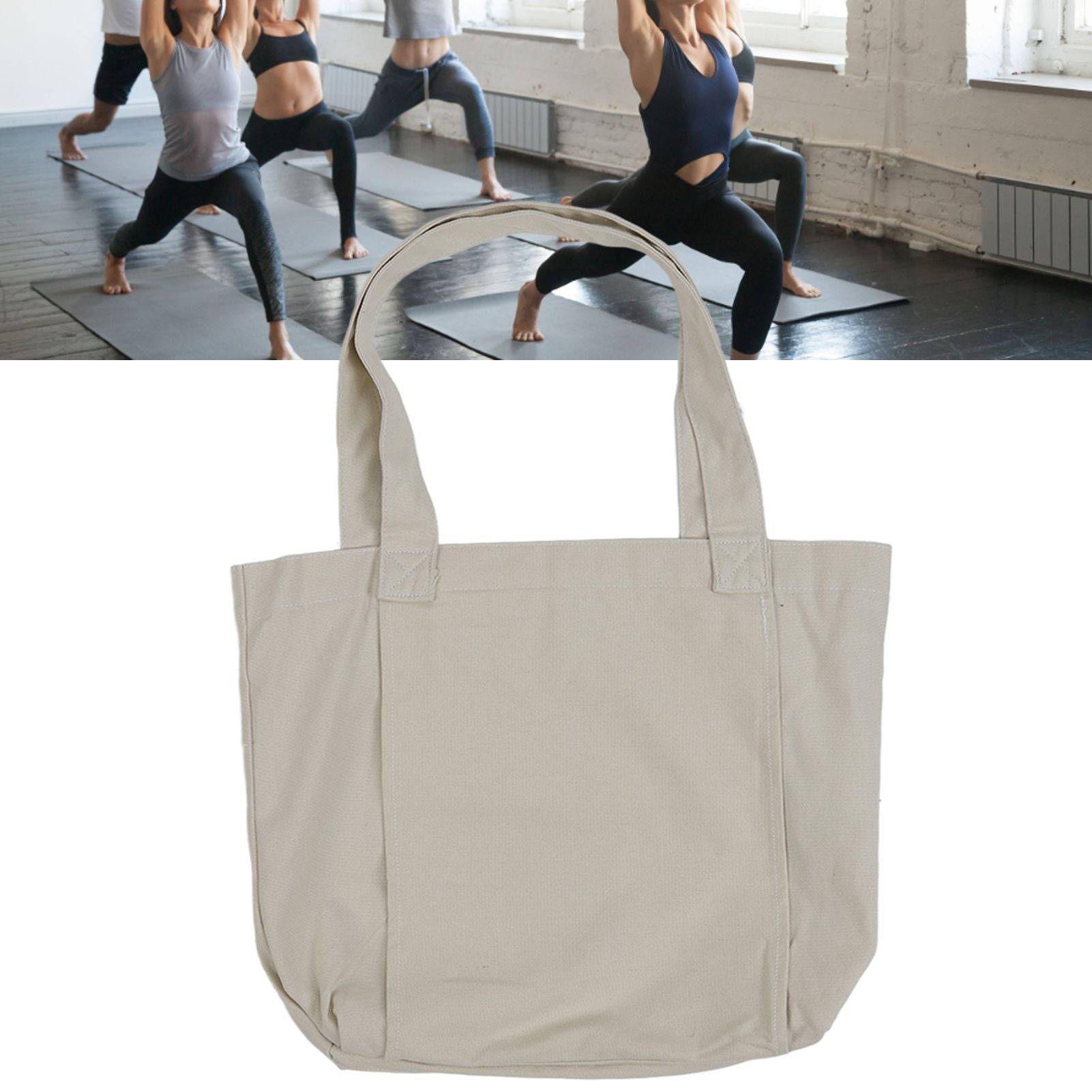 Yoga Tote Bag Large Capacity Portable Yoga Mat Carrier for Office Workout Travel Beach Gym Khaki