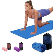 Yoga towel - Moisture-regulating and non-slip - Yoga towel - Quick-drying yoga mat fabric - Breathable yoga mat with mesh storage bag - Suitable for hot yoga, pilates and fitness - Blue