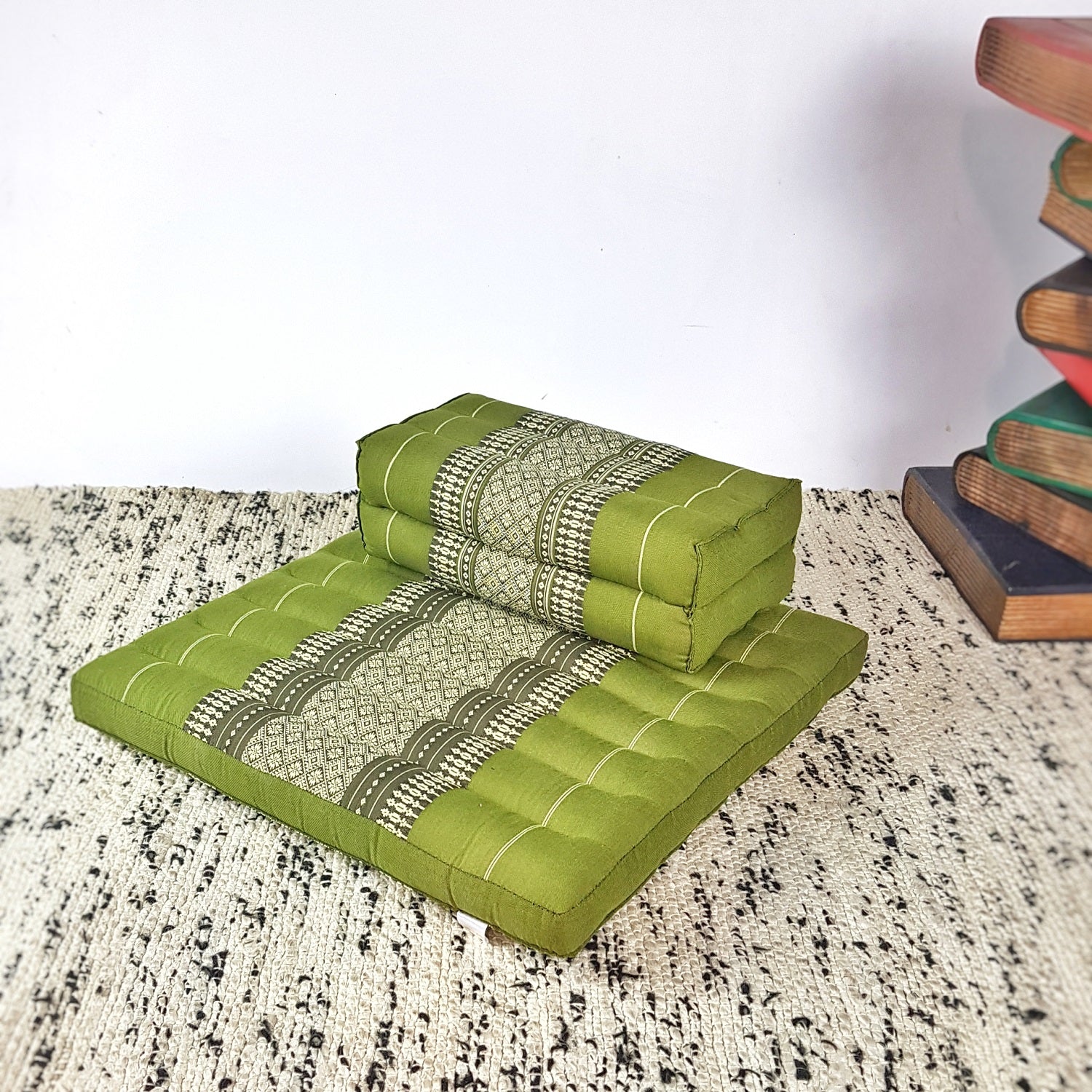 olive and forest green meditation and seat block set